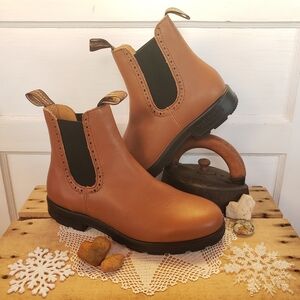 Camel Blundstone #2215 Brogue Hightop Boots Chelsea Elastic Ankle Booties AU 8